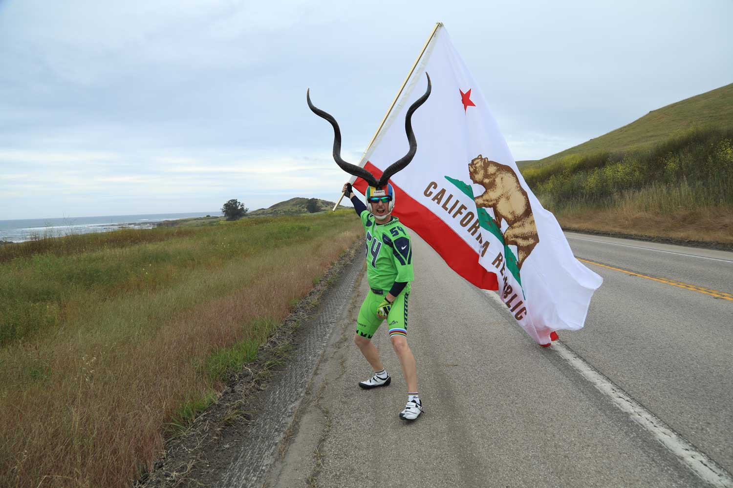 biker with california flag