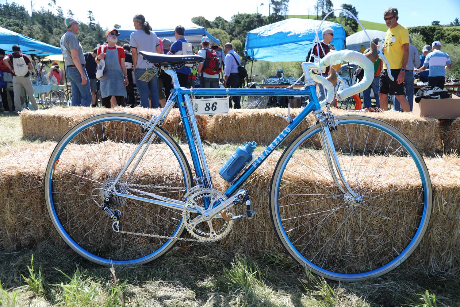 close up of blue bike
